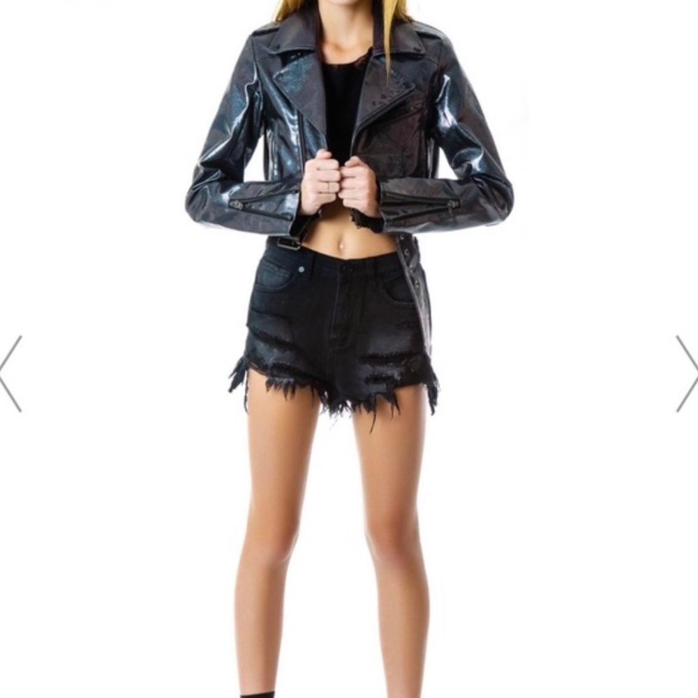 *RARE* UNIF PURPLE GLITTER MOTO VINYL JACKET NEW SIZE S - Picture 2 of 7
